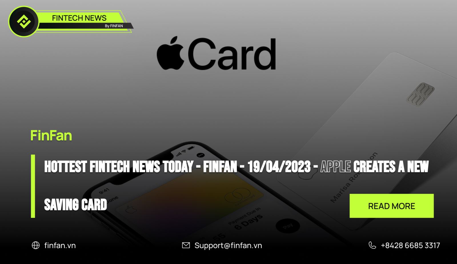 Hottest Fintech news today - FinFan - 19/04/2023 - Apple creates a new saving card