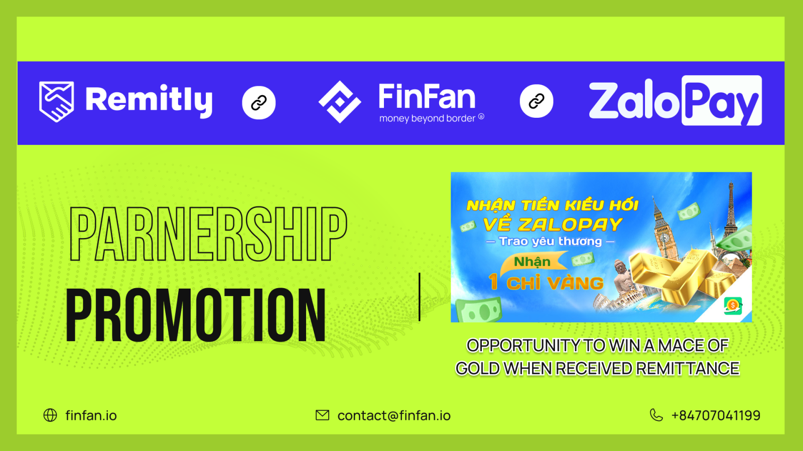 Special promotion from Zalo Pay in August and September - Remitly